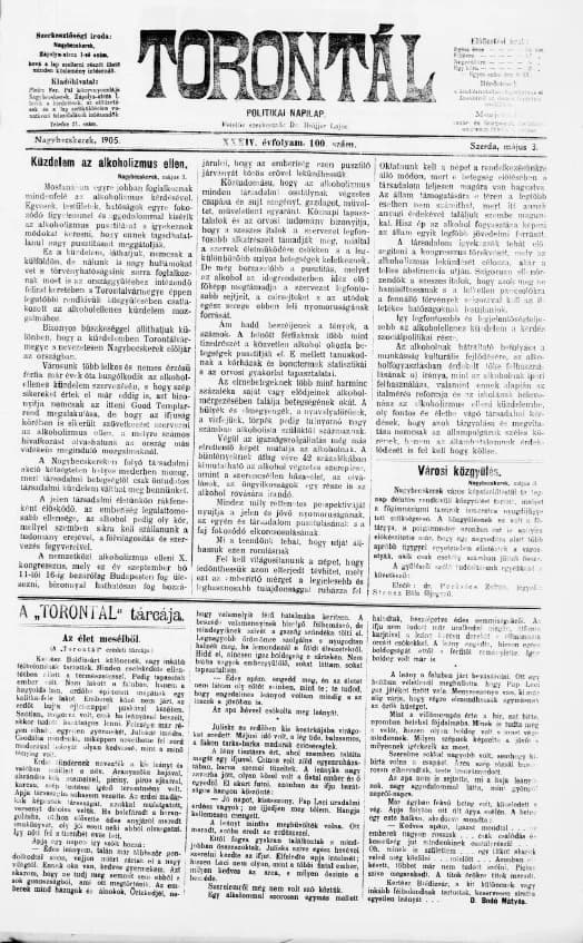 Torontál, 34. évf. 1905. május 3. 100. sz.
