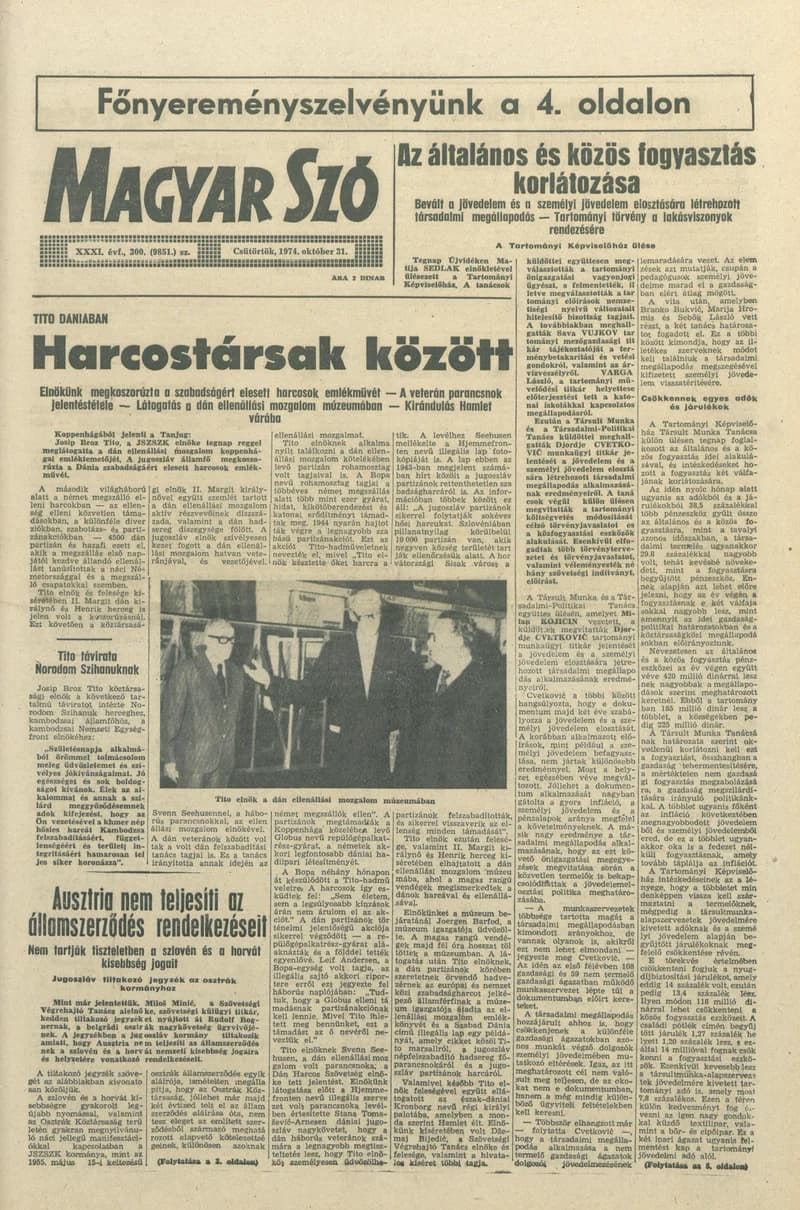 Magyar Szó, 31. évf. 1974. október 31. 300. sz. 1–16. oldal