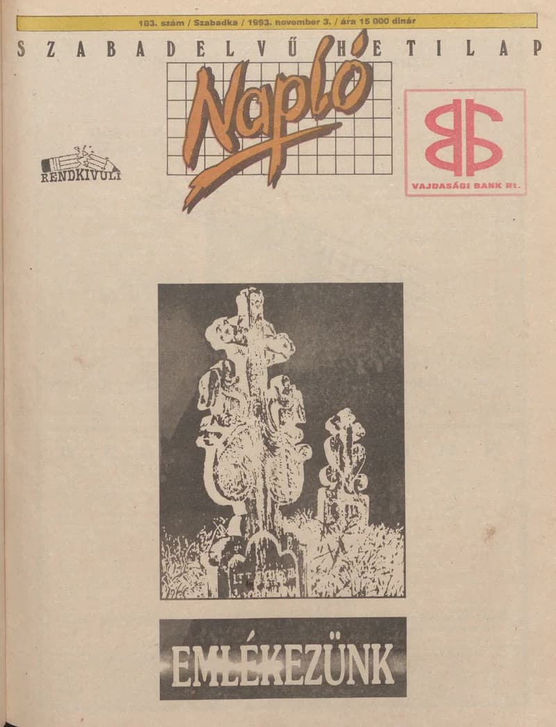 Napló - Szabadelvű hetilap, 4. évf. 1993. november 3. 183. sz.