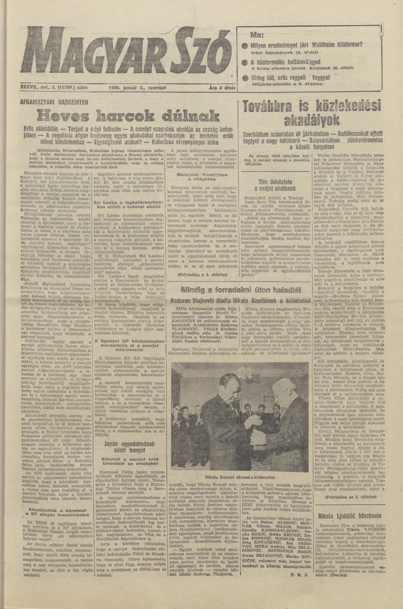 Magyar Szó, 37. évf. 1980. január 5. 3. sz. 1–20. oldal