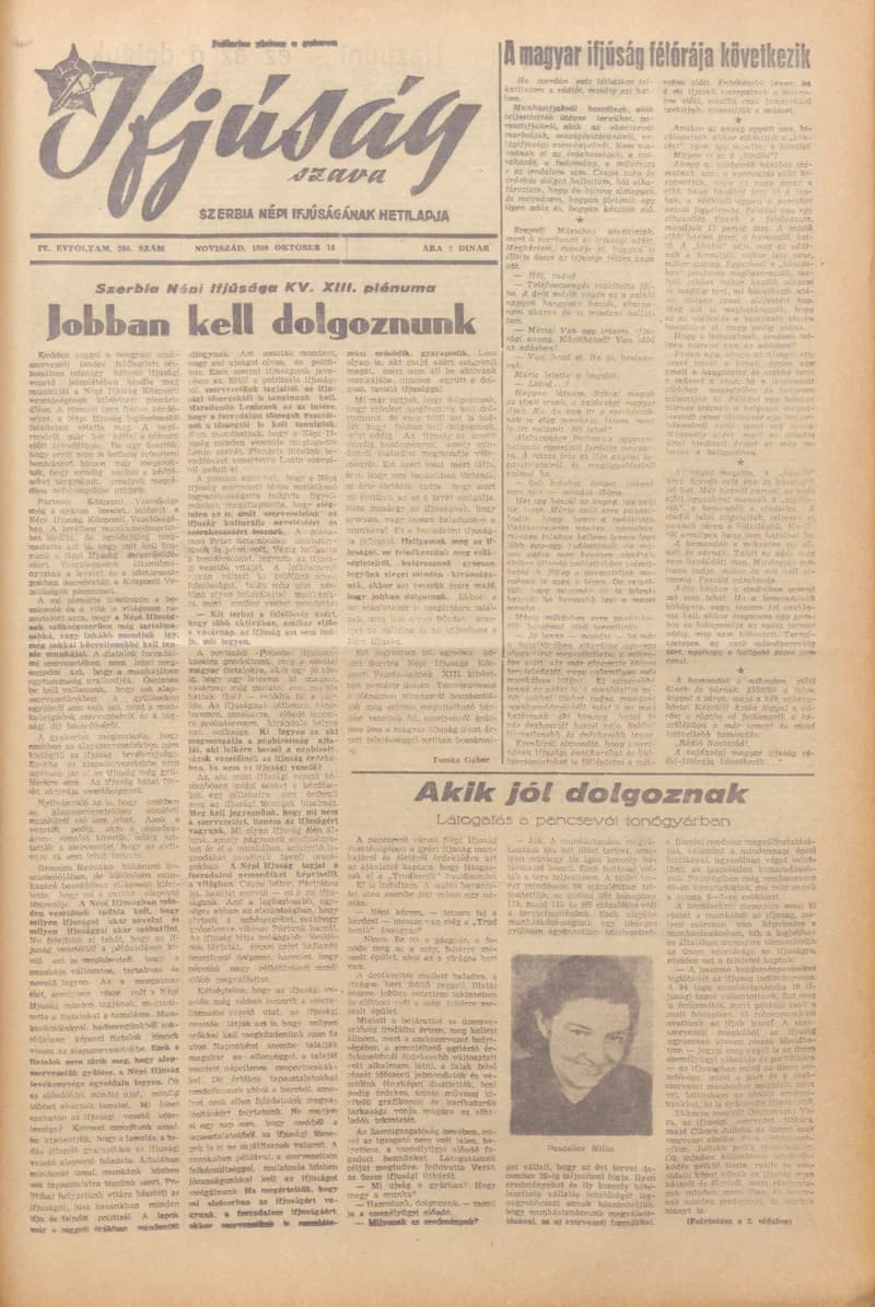 Ifjúság Szava, 6. évf. 1950. október 14. 266. sz.