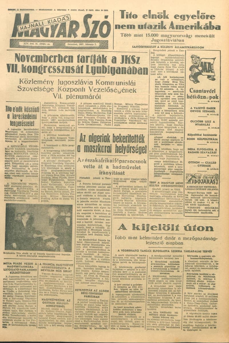 Magyar Szó, 14. évf. 1957. február 2. 31. sz. 1–14. oldal