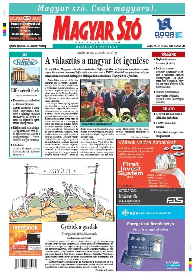 Magyar Szó, 69. évf. 2012. április 28. – 29. 97. sz. 1–44. oldal