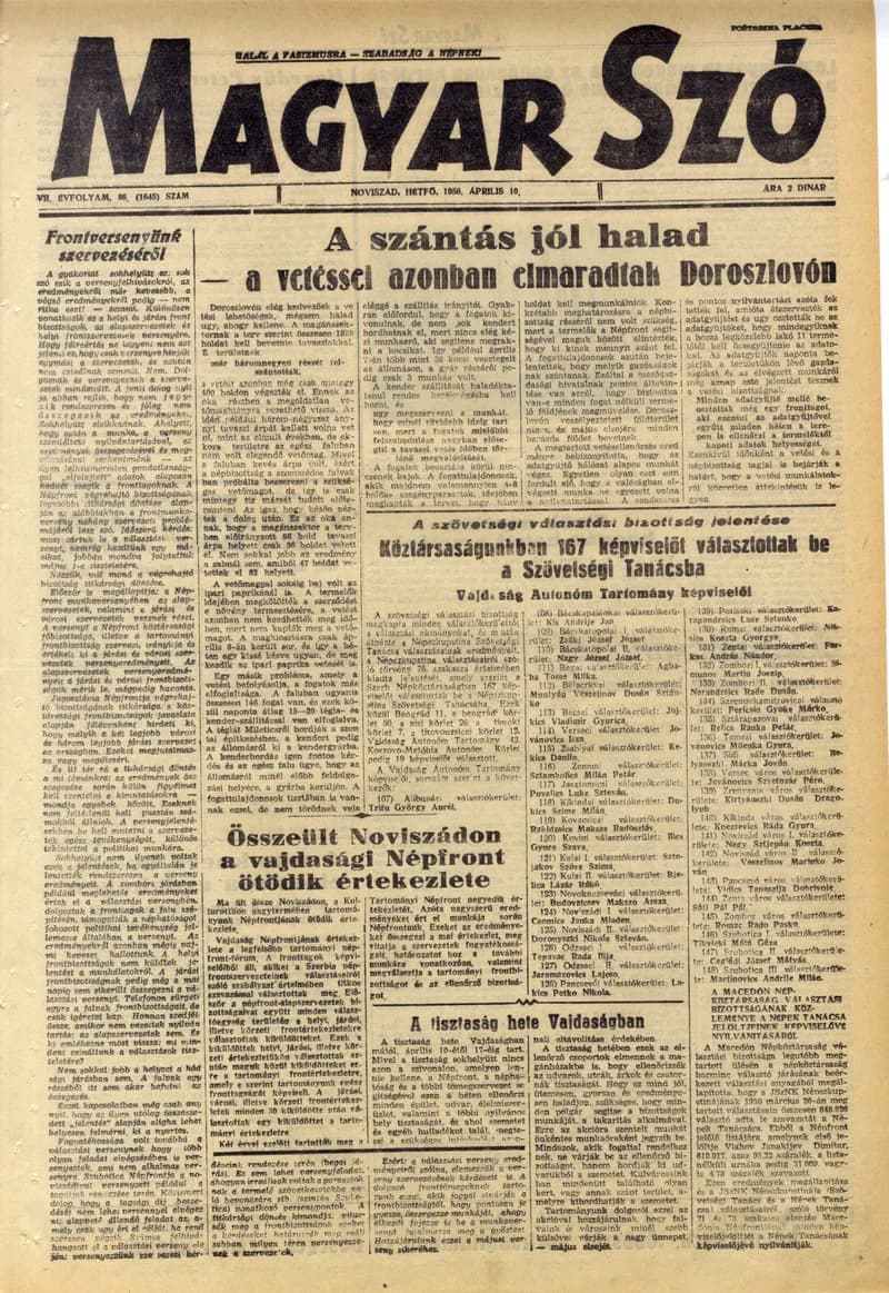 Magyar Szó, 7. évf. 1950. április 10. 86. sz. 1–4. oldal