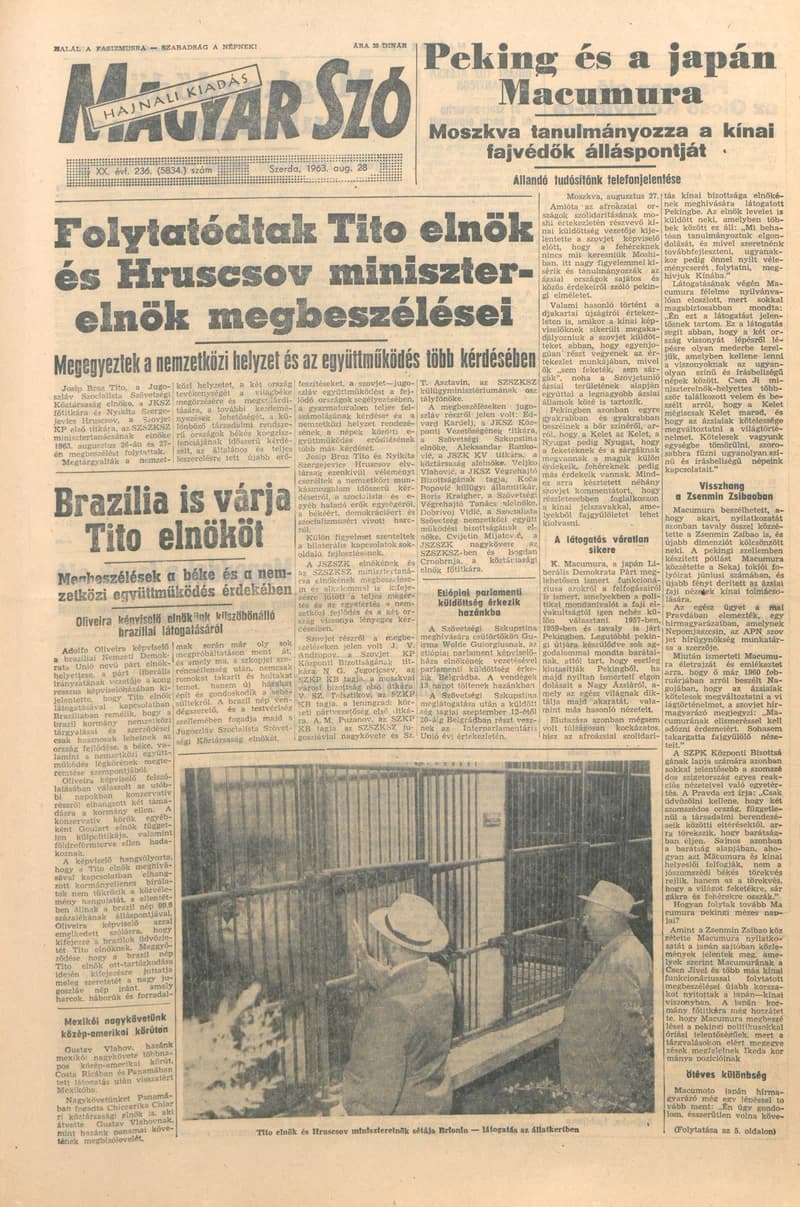 Magyar Szó, 20. évf. 1963. augusztus 28. 236. sz. 1–14. oldal