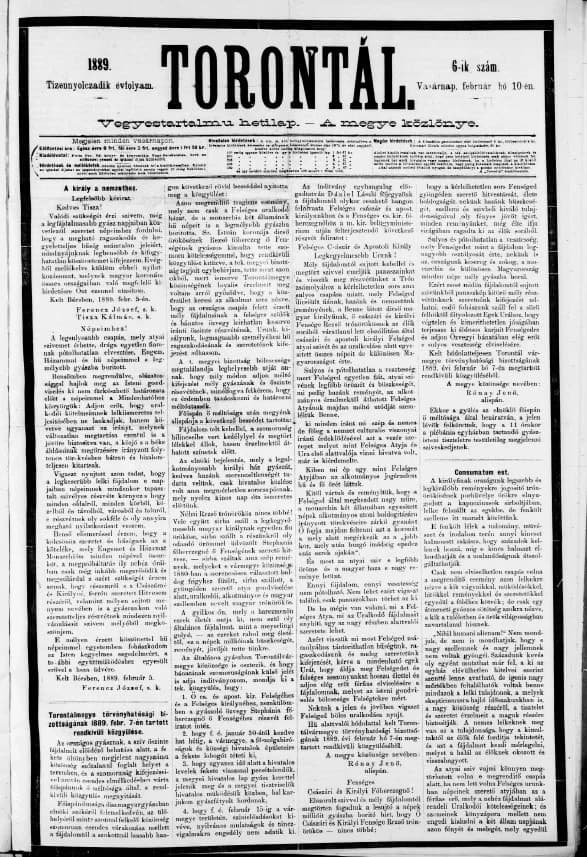 Torontál, 18. évf. 1889. február 10. 6. sz.