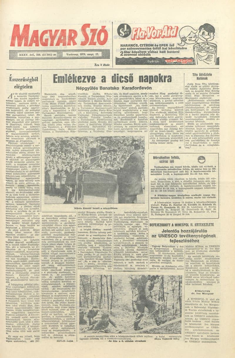Magyar Szó, 35. évf. 1978. szeptember 17. 256. sz. 1–28. oldal
