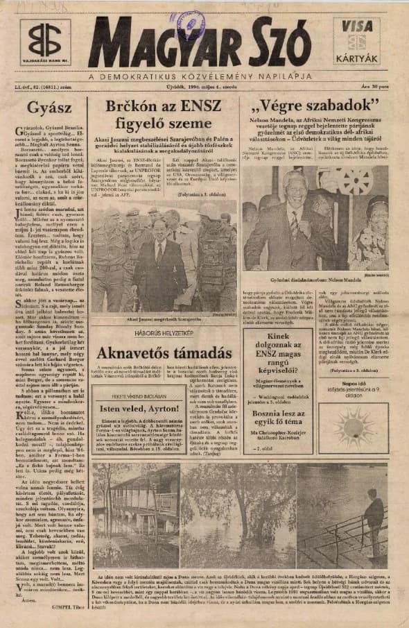 Magyar Szó, 51. évf. 1994. május 4. 82. sz. 1–16. oldal