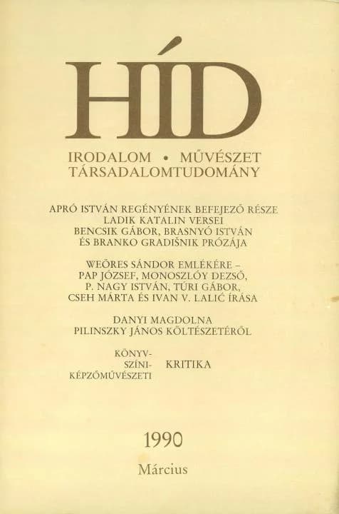 Híd, 54. évf. 1990. március. 3. sz. 253–384. oldal