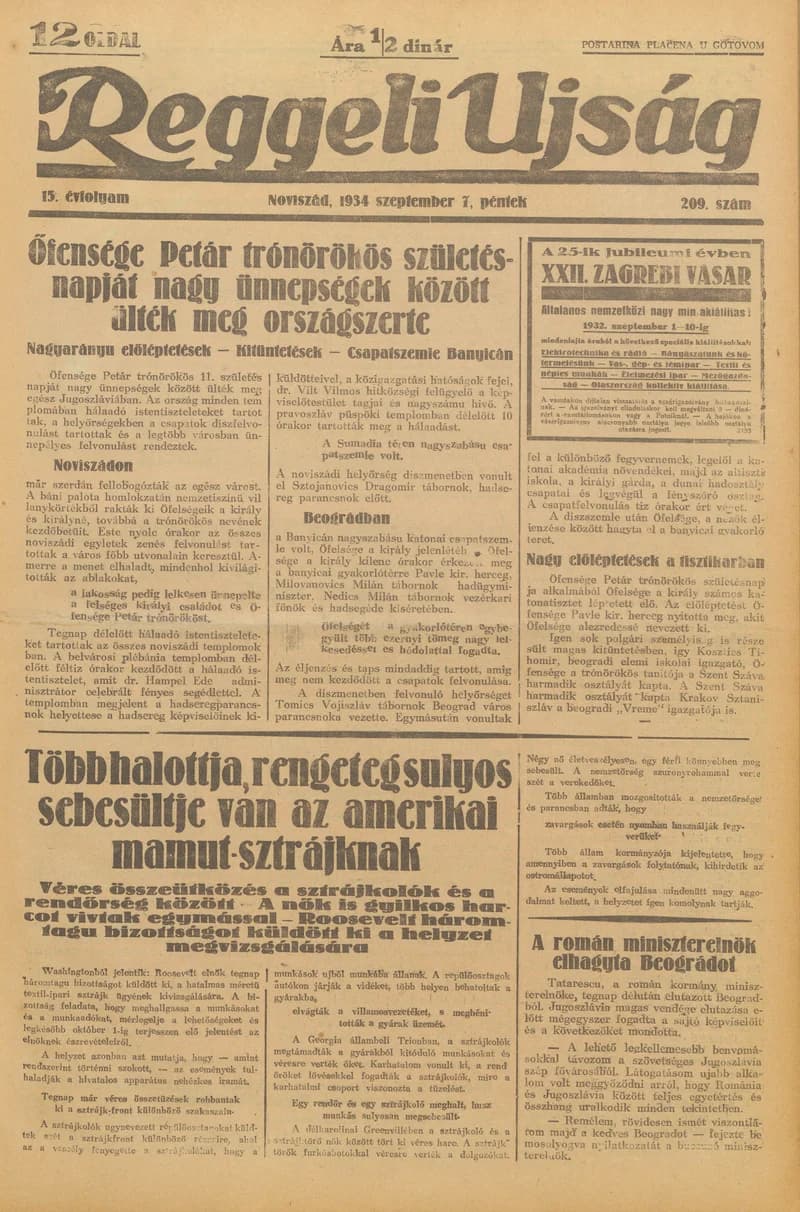 Reggeli Újság, 15. évf. 1934. szeptember 7. 209. sz.