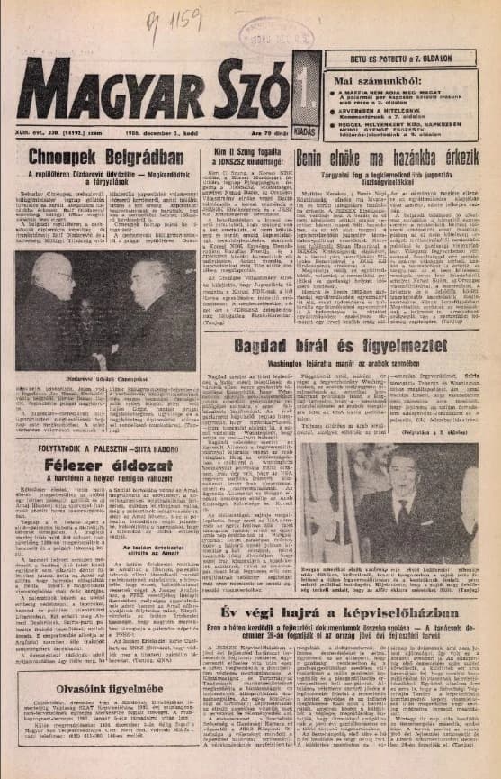 Magyar Szó, 43. évf. 1986. december 2. 330. sz. 1–16. oldal