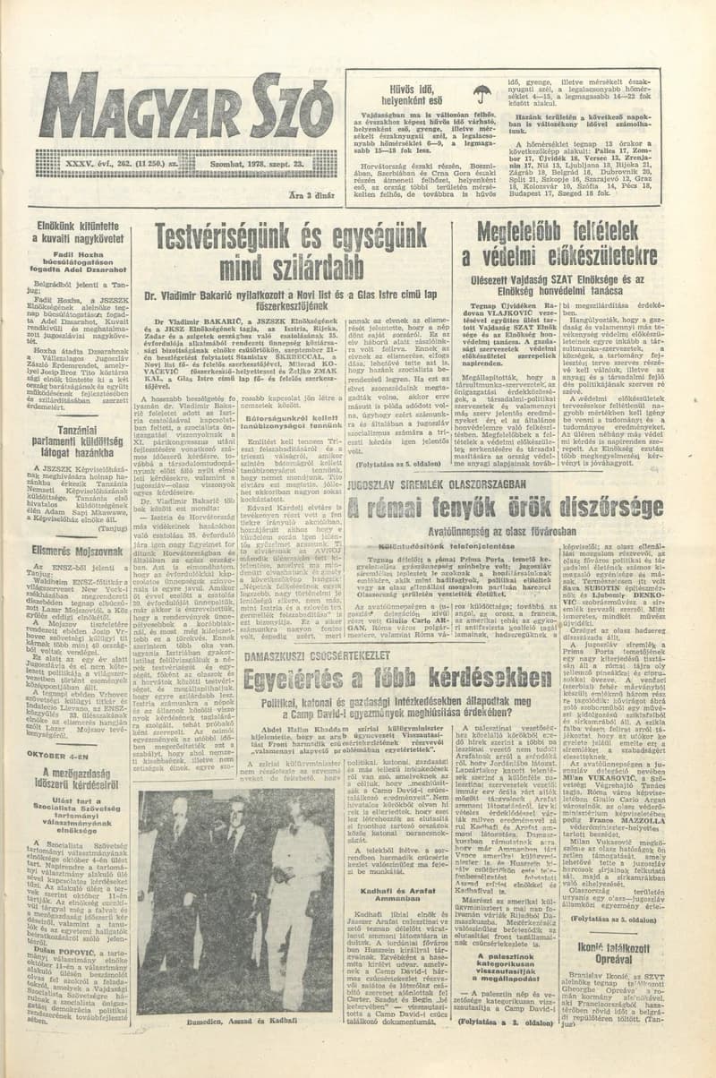 Magyar Szó, 35. évf. 1978. szeptember 23. 262. sz. 1–20. oldal