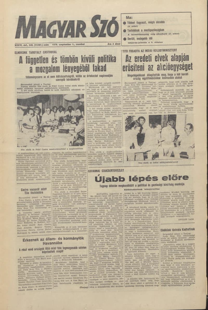 Magyar Szó, 36. évf. 1979. szeptember 1. 240. sz. 1–20. oldal