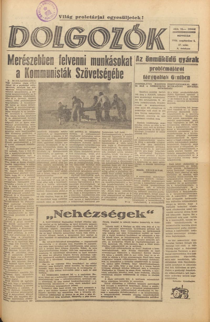 Dolgozók, 10. évf. 1956. szeptember 4. 37. sz.