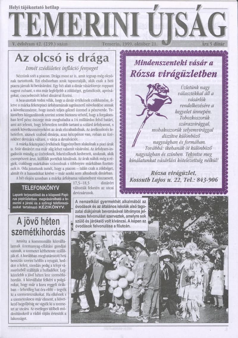 Temerini Újság, 5. évf. 1999. október 21. 42. sz.
