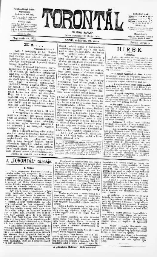 Torontál, 32. évf. 1903. február 6. 29. sz.