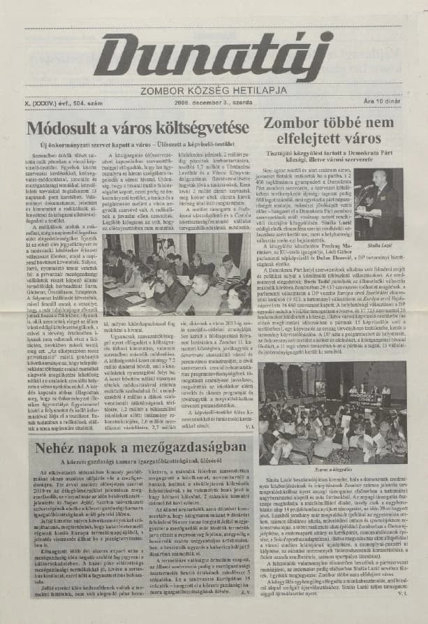 Dunatáj, 10. évf. 2008. december 3. 504. sz.