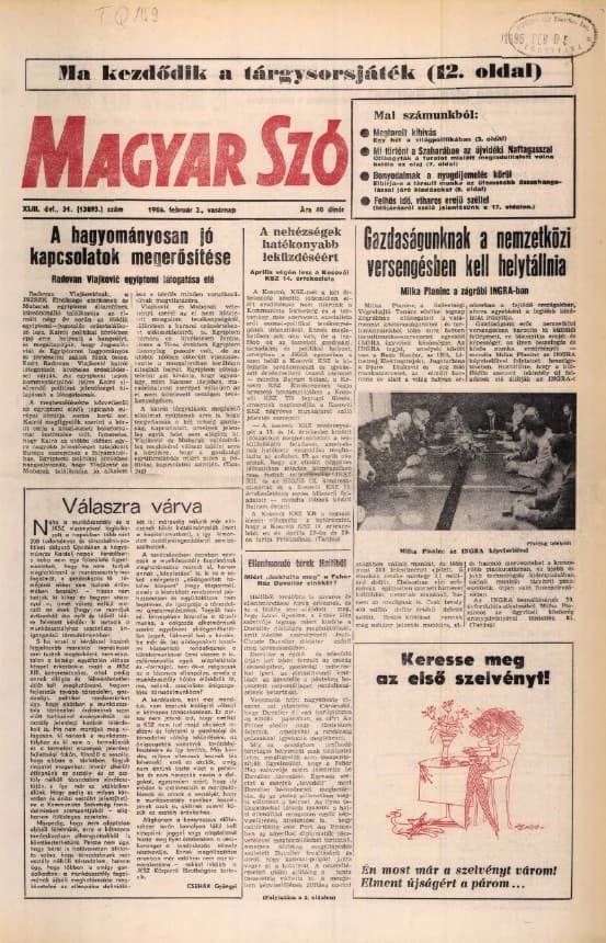 Magyar Szó, 43. évf. 1986. február 2. 31. sz. 1–32. oldal