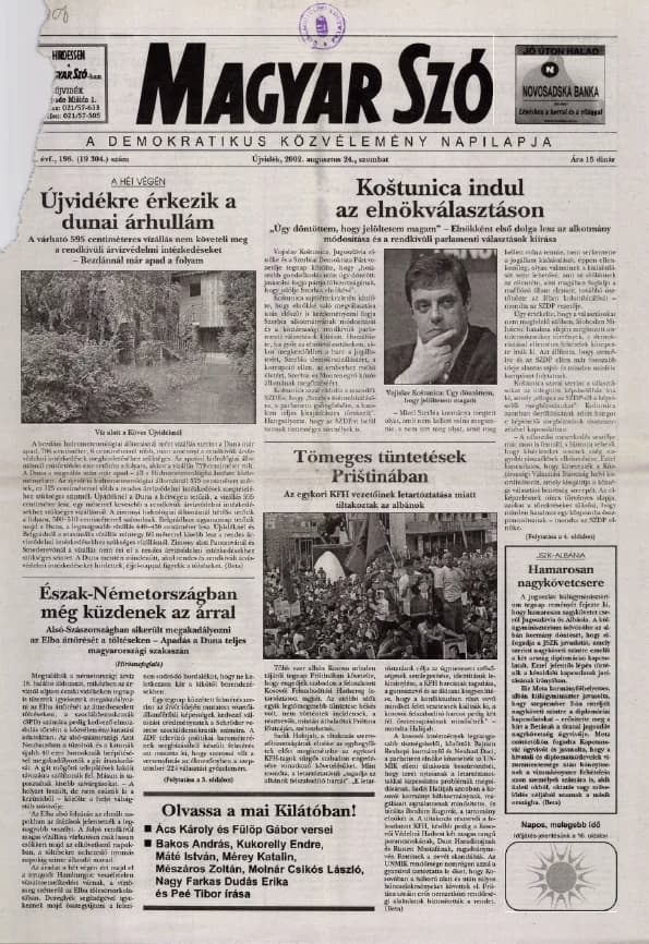 Magyar Szó, 59. évf. 2002. augusztus 24. 198. sz. 1–16. oldal