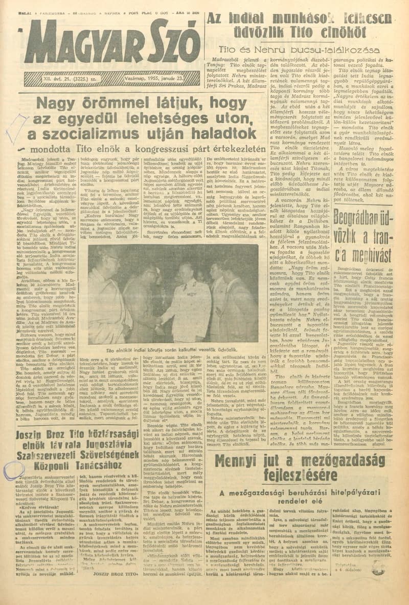 Magyar Szó, 12. évf. 1955. január 23. 21. sz. 1–14. oldal