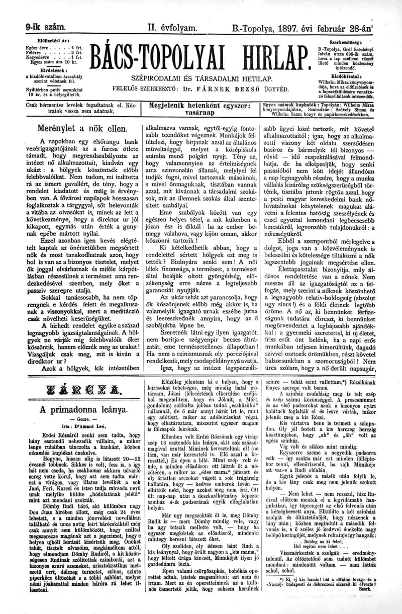Bács-Topolyai Hirlap, 2. évf. 1897. február 28. 9. sz.