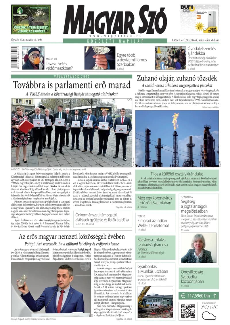 Magyar Szó, 77. évf. 2020. március 10. 56. sz. 1–20. oldal