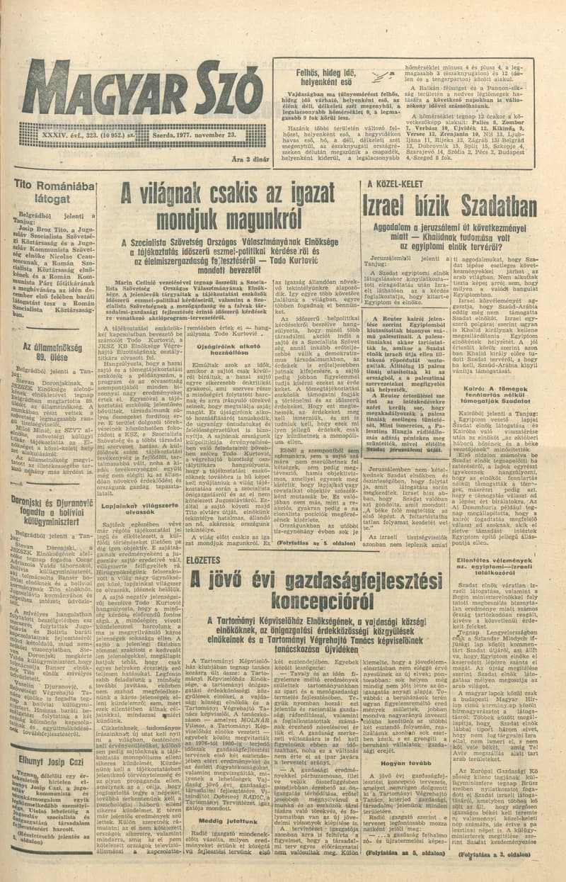 Magyar Szó, 34. évf. 1977. november 23. 323. sz.