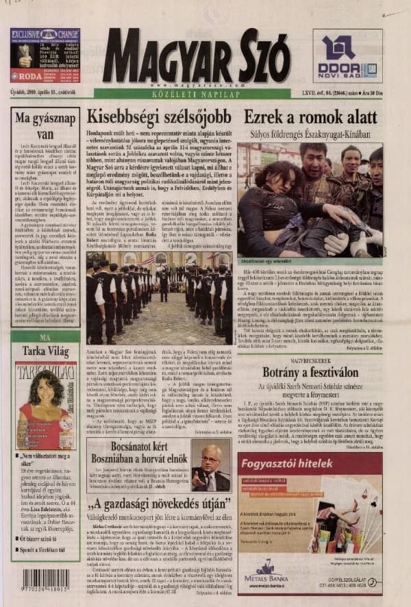 Magyar Szó, 67. évf. 2010. április 15. 86. sz. 1–20. oldal