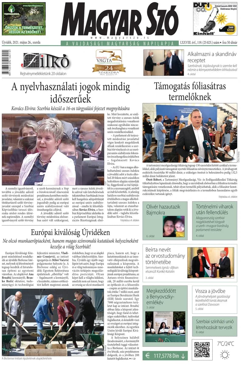 Magyar Szó, 78. évf. 2021. május 26. 119. sz. 1–16. oldal