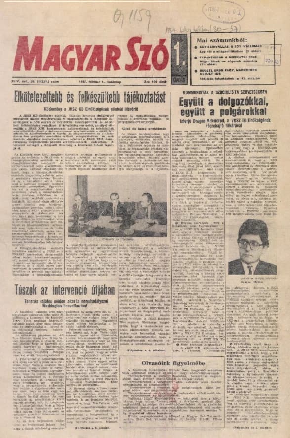 Magyar Szó, 44. évf. 1987. február 1. 30. sz. 1–32. oldal