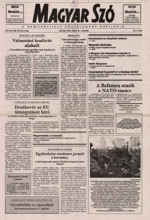Magyar Szó, 56. évf. 1999. október 21. 203. sz. 1–16. oldal