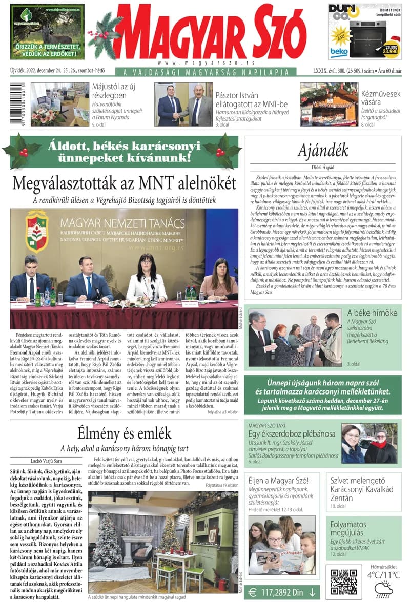 Magyar Szó, 79. évf. 2022. december 24. – 26. 300. sz. 1–32. oldal