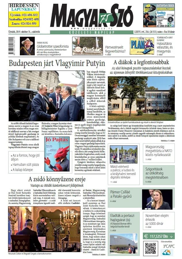 Magyar Szó, 76. évf. 2019. október 31. 254. sz. 1–20. oldal