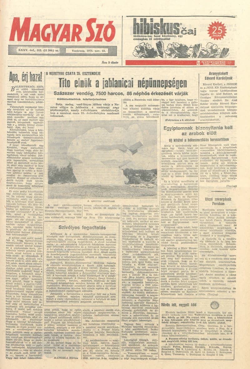 Magyar Szó, 35. évf. 1978. november 12. 312. sz. 1–28. oldal