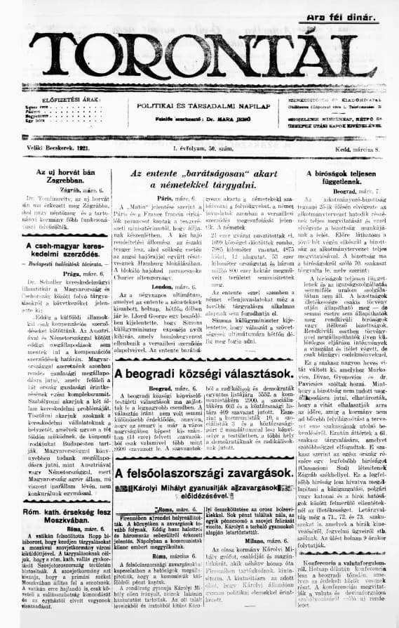 Torontál, 50. évf. 1921. március 8. 50. sz.