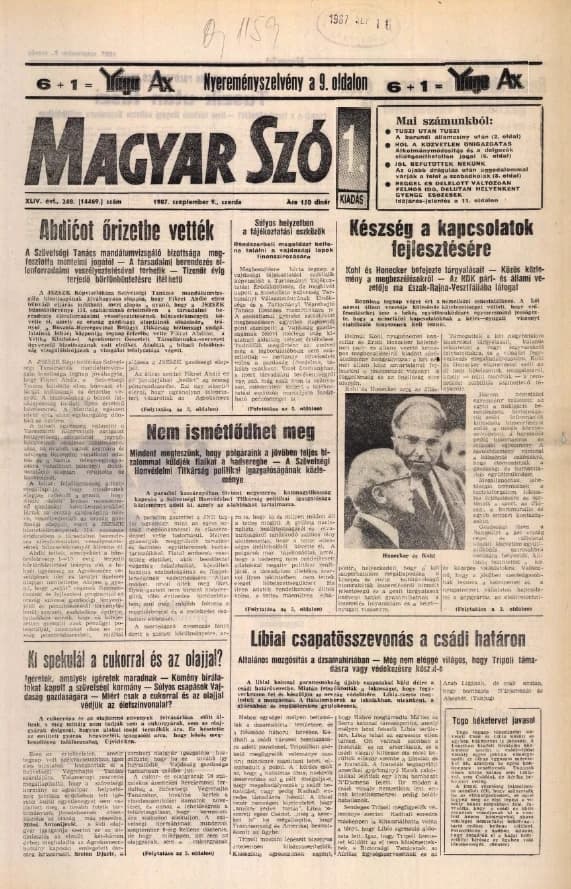 Magyar Szó, 44. évf. 1987. szeptember 9. 248. sz. 1–16. oldal