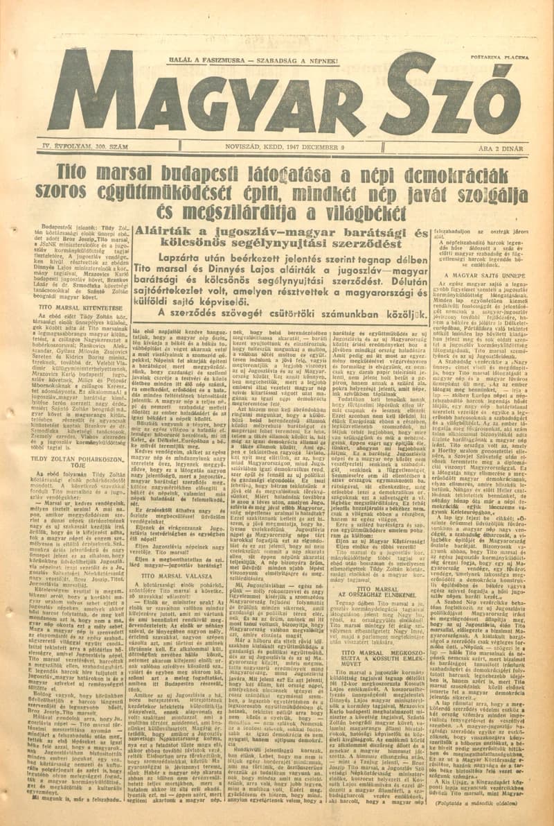 Magyar Szó, 4. évf. 1947. december 9. 300. sz. 1–6. oldal