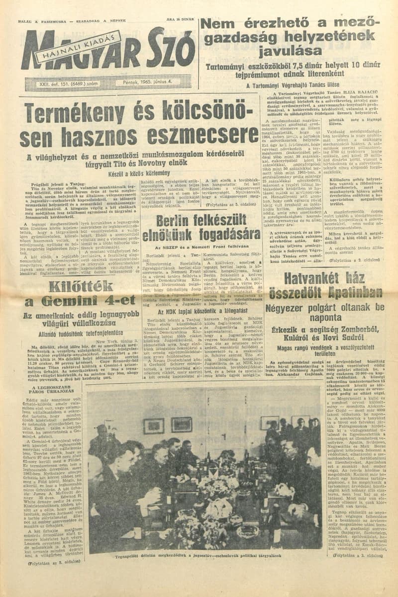 Magyar Szó, 22. évf. 1965. június 4. 151. sz. 1–16. oldal
