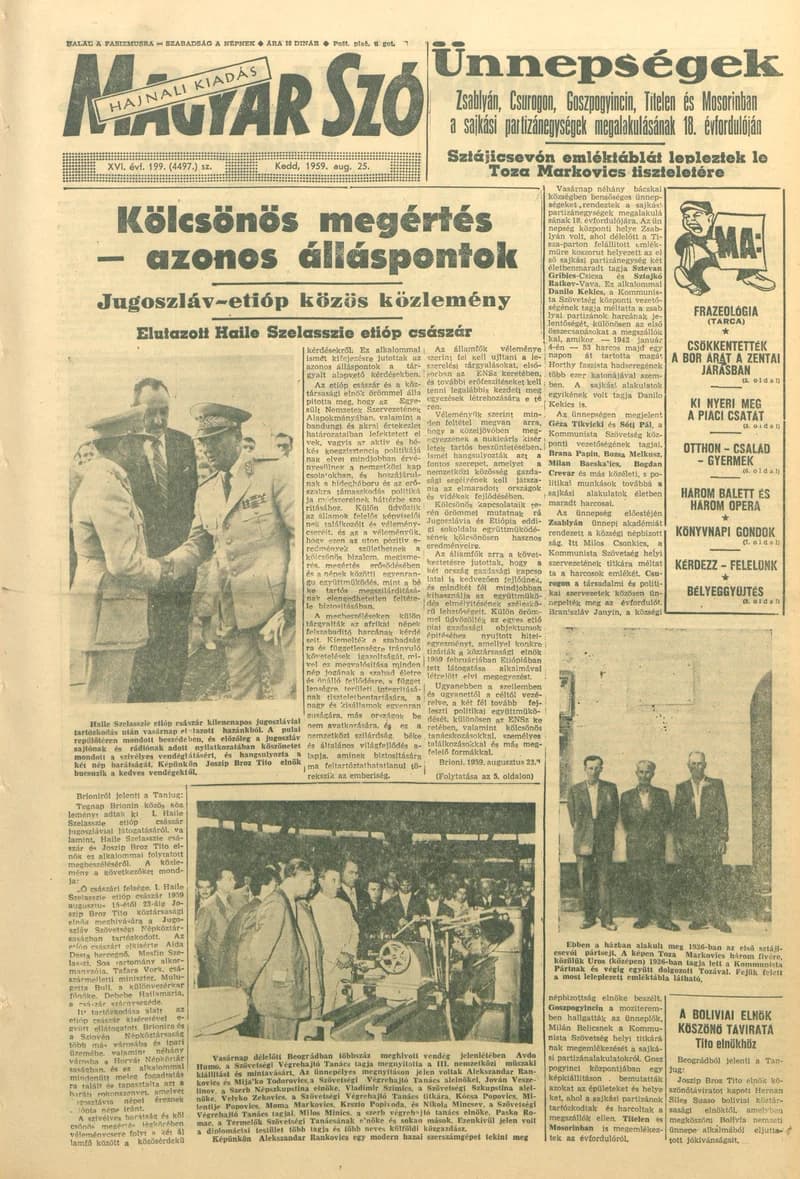 Magyar Szó, 16. évf. 1959. augusztus 25. 199. sz. 1–20. oldal