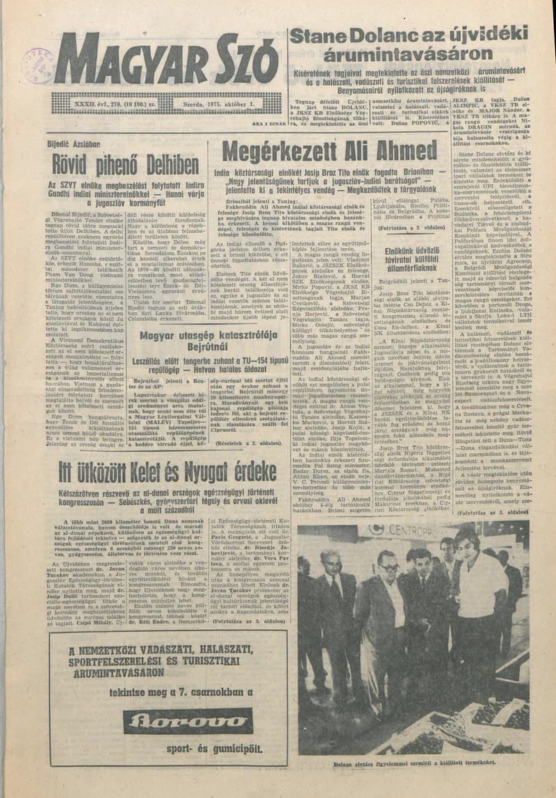 Magyar Szó, 32. évf. 1975. október 1. 270. sz.