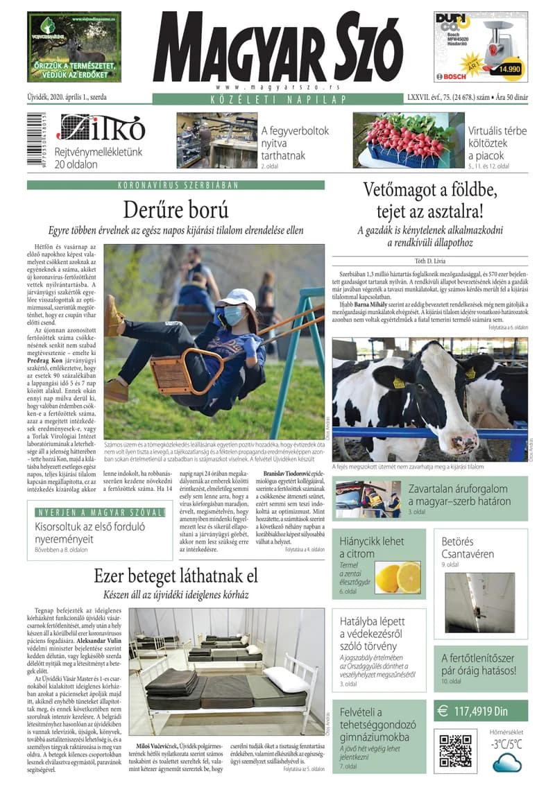 Magyar Szó, 77. évf. 2020. április 1. 75. sz. 1–16. oldal