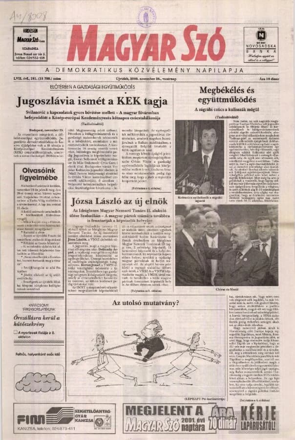 Magyar Szó, 57. évf. 2000. november 26. 281. sz. 1–24. oldal