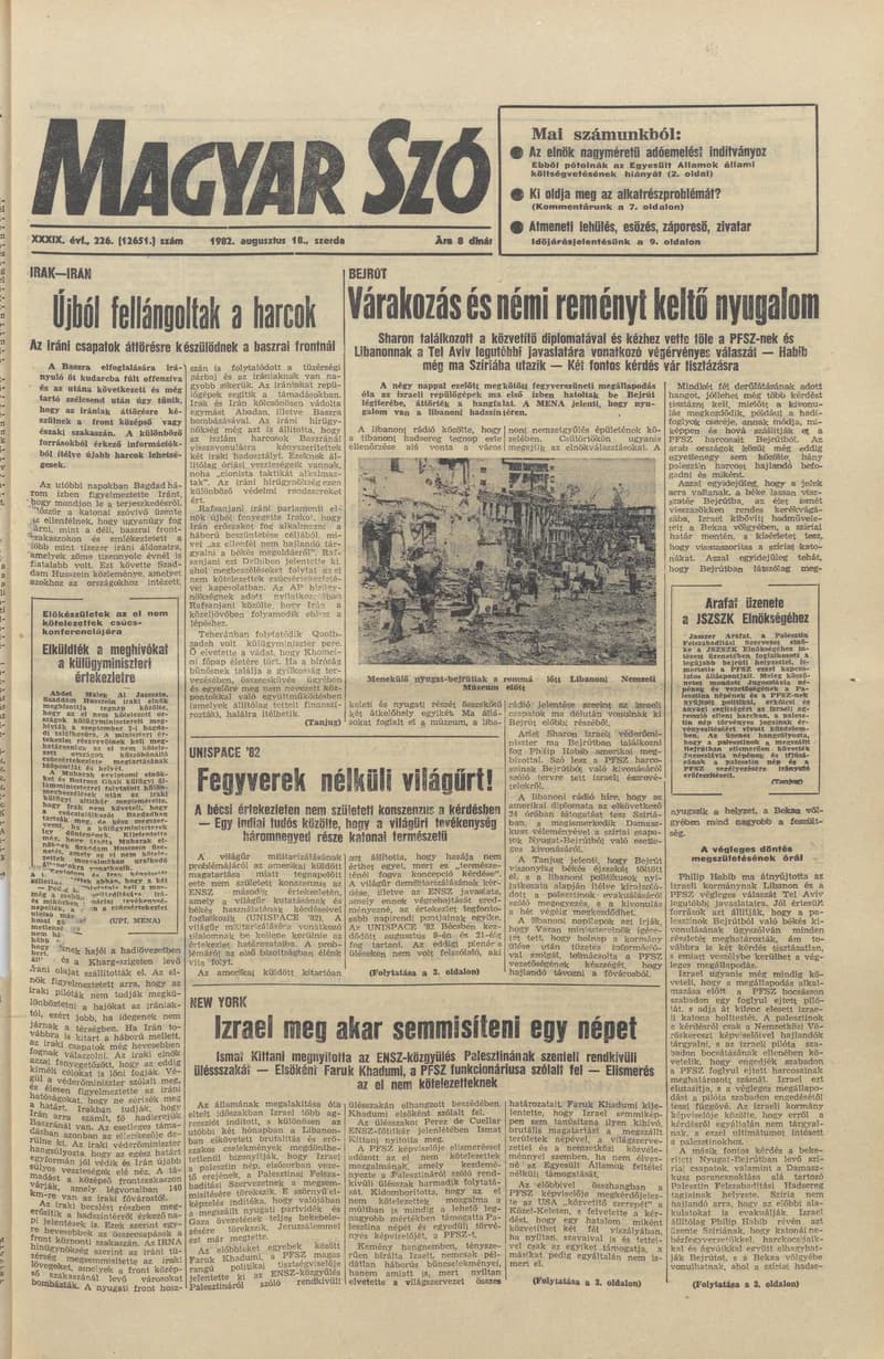 Magyar Szó, 39. évf. 1982. augusztus 18. 226. sz. 1–20. oldal
