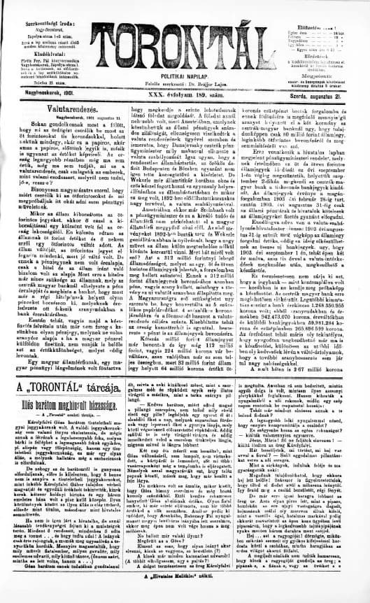 Torontál, 30. évf. 1901. augusztus 21. 189. sz.