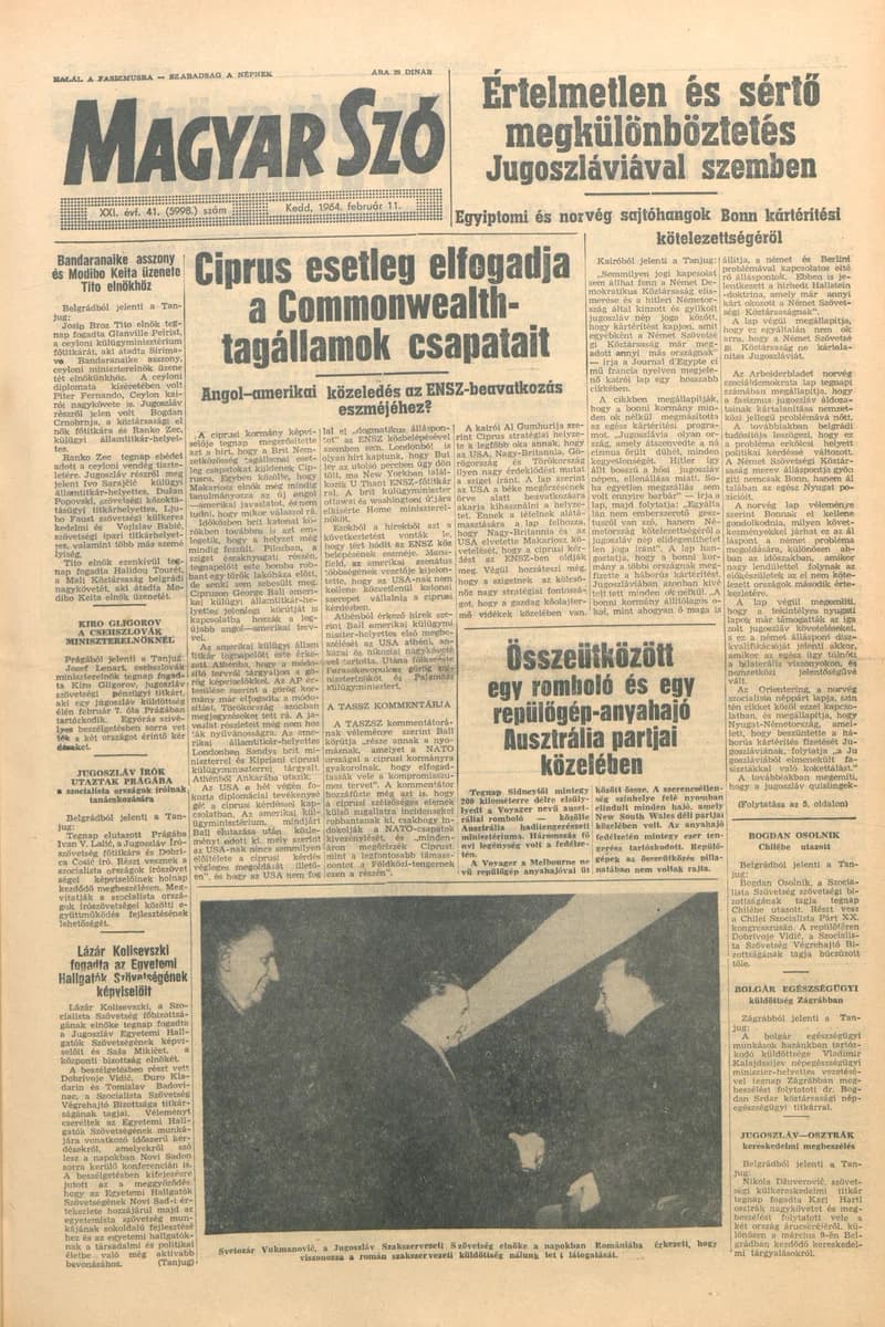 Magyar Szó, 21. évf. 1964. február 11. 41. sz. 1–16. oldal