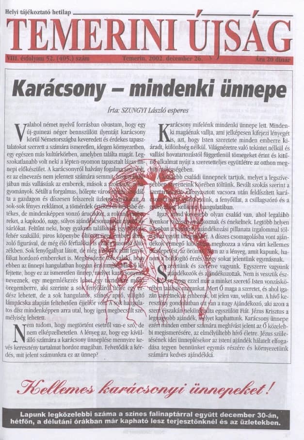 Temerini Újság, 8. évf. 2002. december 26. 52. sz.