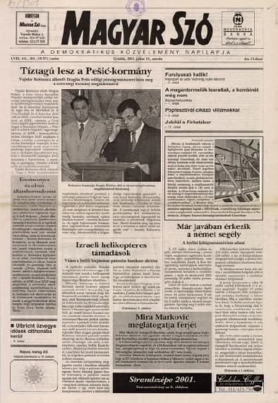 Magyar Szó, 58. évf. 2001. július 18. 165. sz. 1–16. oldal