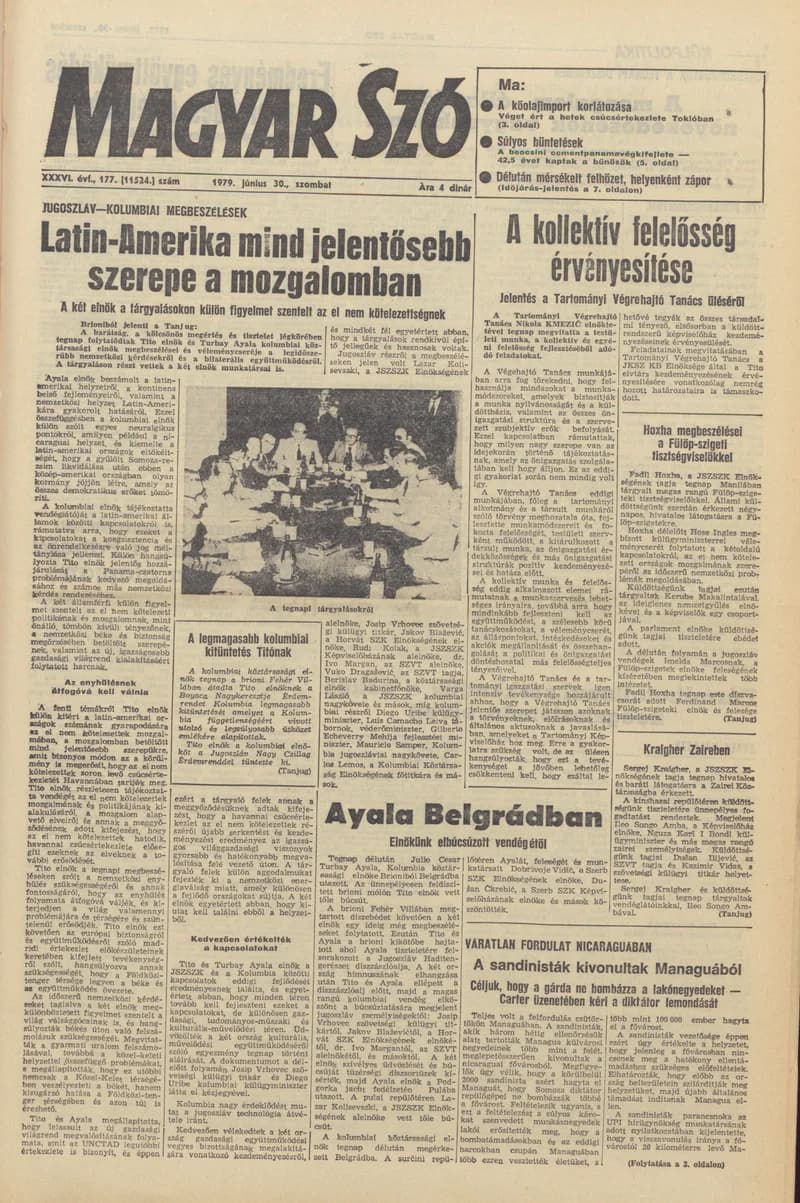 Magyar Szó, 36. évf. 1979. június 30. 177. sz. 1–16. oldal