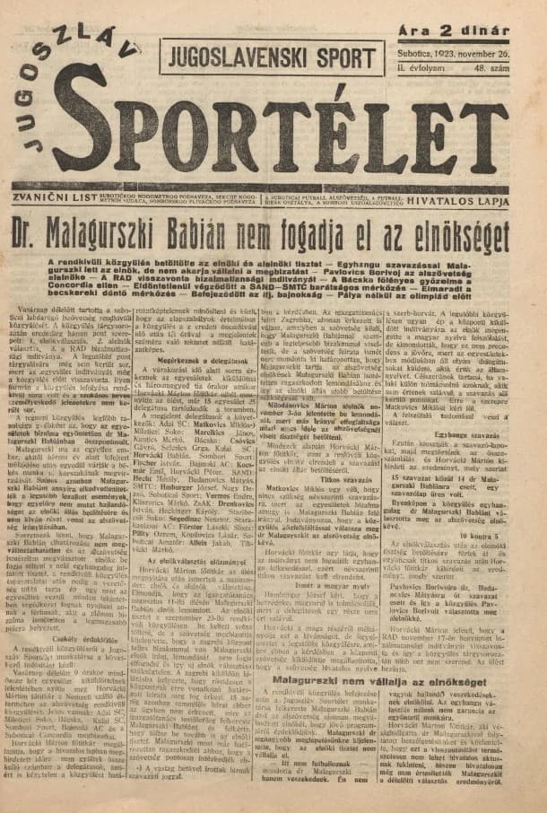 Jugoszláv sportélet, 2. évf. 1923. november 26. 48. sz.