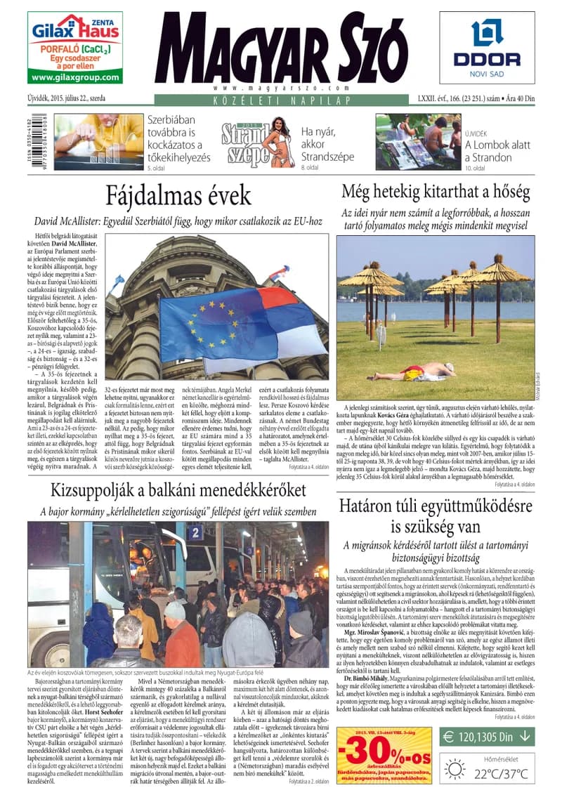 Magyar Szó, 72. évf. 2015. július 22. 166. sz. 1–16. oldal